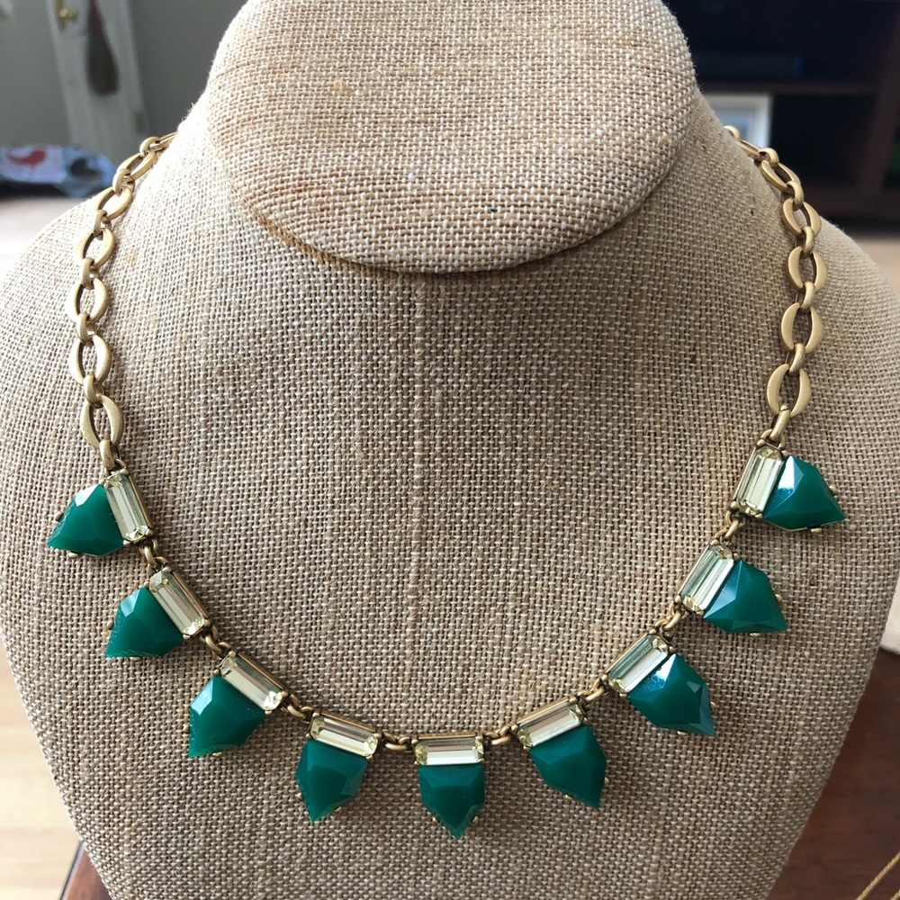 Stella & Dot green enamel statement necklace